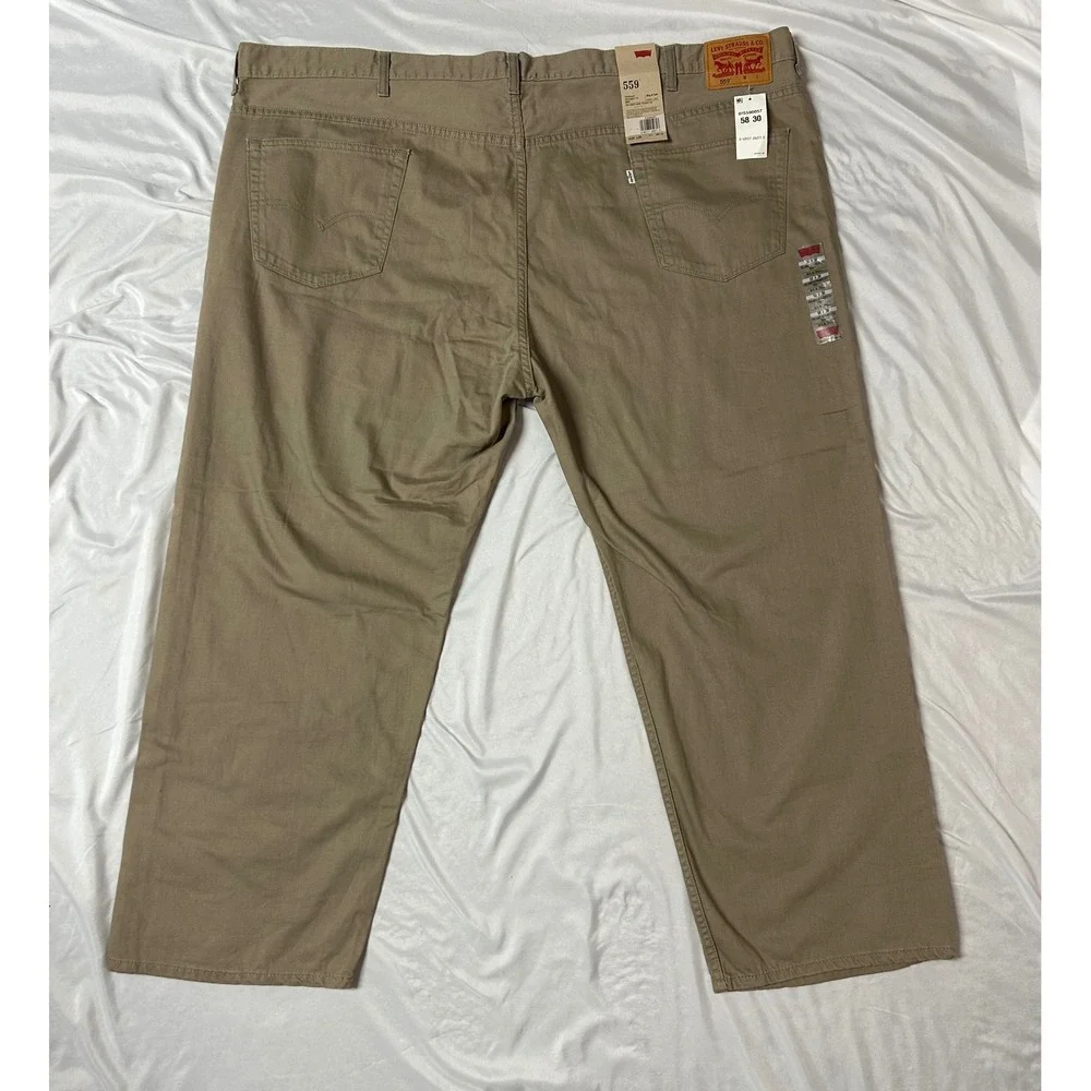 Levis 559 Relaxed Straight Fit Mens Jeans Khaki Tan Big and Tall 58x30 NWT
